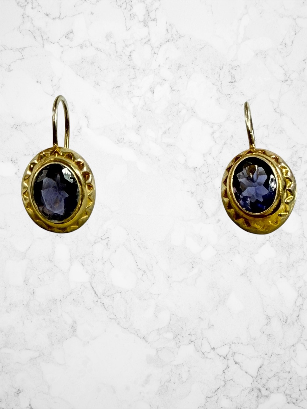 Vintage Sterling Silver 925 Oval Amethyst Earrings Gold Vermeil Lever Back Close
